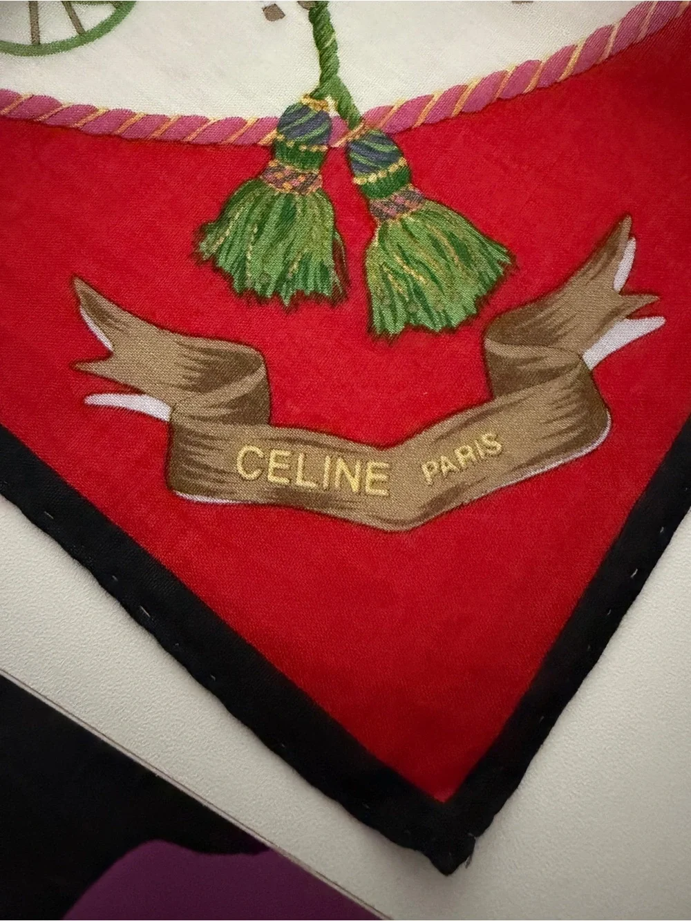Celine Paris Vintage Cotton Scarf Horse Carriage Print